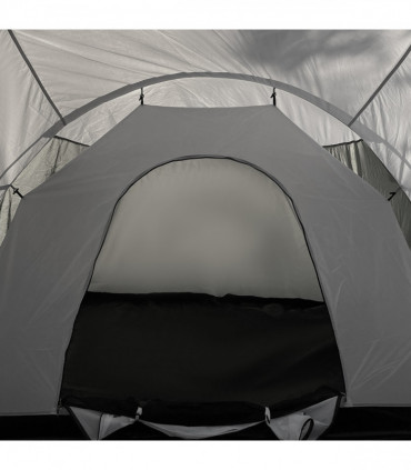 Outsunny Large Tunnel Tent with 3 Bedroom, Living Area and Porch, Grey
