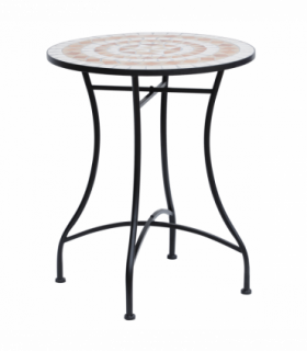 Outsunny Mosaic Table, ?60x71H cm-Black/Orange/White