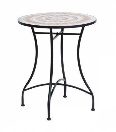 Outsunny Mosaic Table, ?60x71H cm-Black/Orange/White