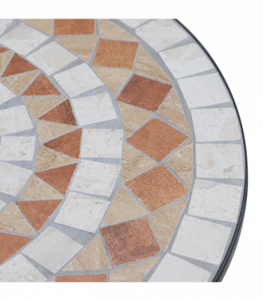 Outsunny Mosaic Table, ?60x71H cm-Black/Orange/White