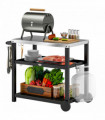 Outsunny Outdoor BBQ Table with 2-Tier Shelf, Outdoor Kitchen, Charcoal Grey