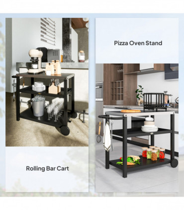 Outsunny Outdoor BBQ Table with 2-Tier Shelf, Outdoor Kitchen, Charcoal Grey