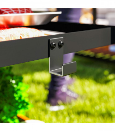 Outsunny Outdoor BBQ Table with 2-Tier Shelf, Outdoor Kitchen, Charcoal Grey