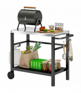 Outsunny Outdoor BBQ Table with Shelf, Outdoor Kitchen, Charcoal Grey