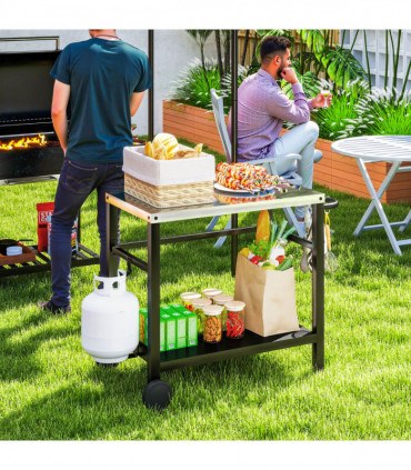 Outsunny Outdoor BBQ Table with Shelf, Outdoor Kitchen, Charcoal Grey
