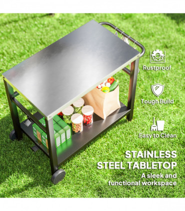 Outsunny Outdoor BBQ Table with Shelf, Outdoor Kitchen, Charcoal Grey