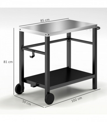 Outsunny Outdoor BBQ Table with Shelf, Outdoor Kitchen, Charcoal Grey