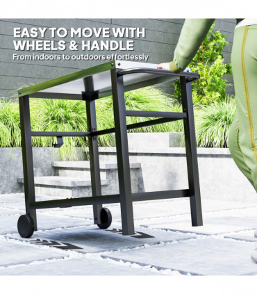 Outsunny Outdoor BBQ Table with Shelf, Outdoor Kitchen, Charcoal Grey