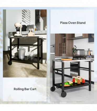 Outsunny Outdoor BBQ Table with Shelf, Outdoor Kitchen, Charcoal Grey