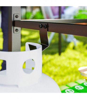 Outsunny Outdoor BBQ Table with Shelf, Outdoor Kitchen, Charcoal Grey