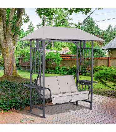 Outsunny Outdoor Garden 2 Seater Canopy Swing Seat Porch Loveseat Hammock Chair