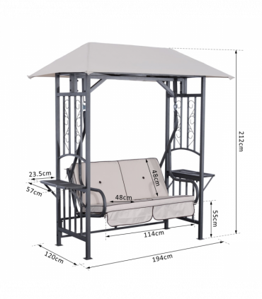 Outsunny Outdoor Garden 2 Seater Canopy Swing Seat Porch Loveseat Hammock Chair