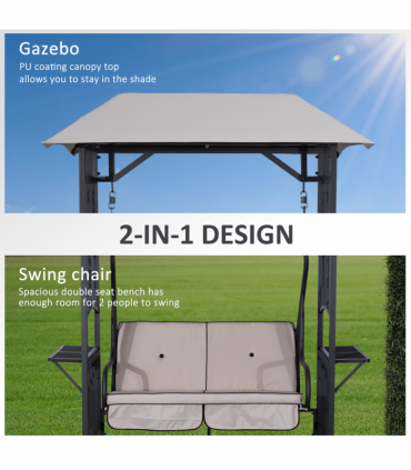 Outsunny Outdoor Garden 2 Seater Canopy Swing Seat Porch Loveseat Hammock Chair