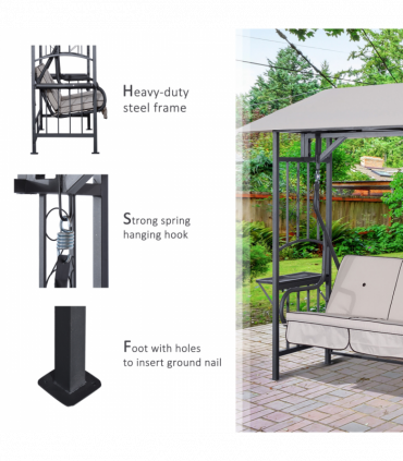 Outsunny Outdoor Garden 2 Seater Canopy Swing Seat Porch Loveseat Hammock Chair