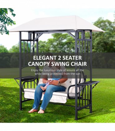 Outsunny Outdoor Garden 2 Seater Canopy Swing Seat Porch Loveseat Hammock Chair
