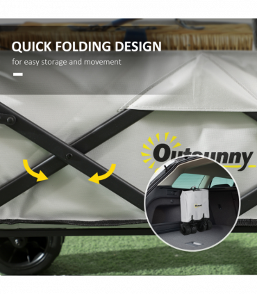 Outsunny Outdoor Push Pull Wagon Stroller Cart with Canopy Top Grey