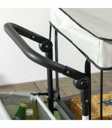 Outsunny Outdoor Push Pull Wagon Stroller Cart with Canopy Top Grey