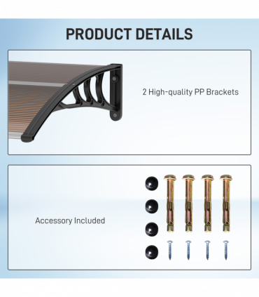 Outsunny Outdoor Window Door Canopy Fixed Awning Porch UV Water Cover Brown