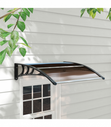 Outsunny Outdoor Window Door Canopy Fixed Awning Porch UV Water Cover Brown