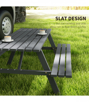 Outsunny Outdoor Wooden Picnic Table Bench Garden Patio Pub Chair 4 Seats