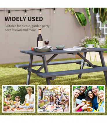 Outsunny Outdoor Wooden Picnic Table Bench Garden Patio Pub Chair 4 Seats