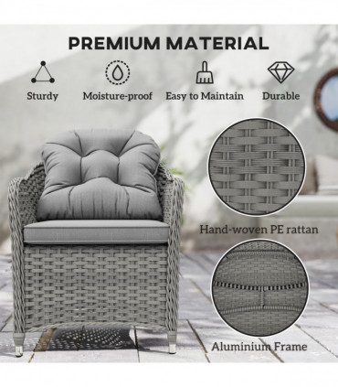 Outsunny PE Rattan Garden Dining Set for 6 with Seat and Back Cushions
