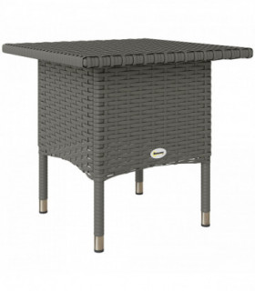 Outsunny PE Rattan Outdoor Coffee Table, Easy Match Rattan Side Table, Grey