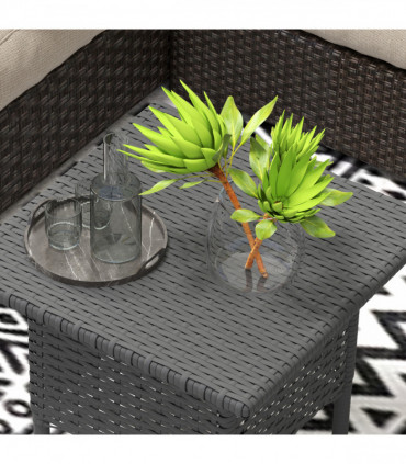 Outsunny PE Rattan Outdoor Coffee Table, Easy Match Rattan Side Table, Grey