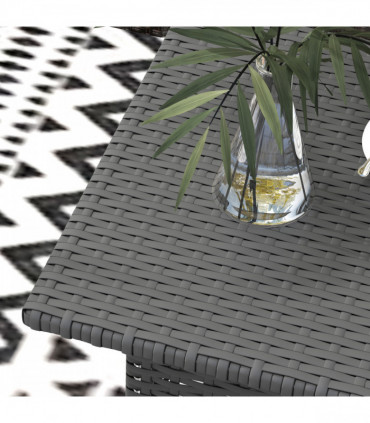 Outsunny PE Rattan Outdoor Coffee Table, Easy Match Rattan Side Table, Grey