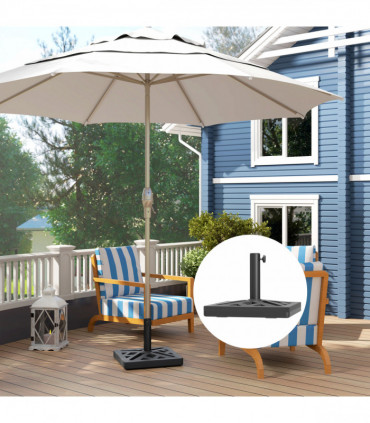 Outsunny Parasol Base 15kg Garden Umbrella Stand with Cut-Out Design, Black
