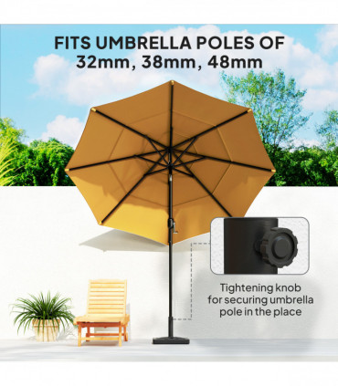 Outsunny Parasol Base 15kg Garden Umbrella Stand with Cut-Out Design, Black