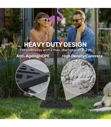 Outsunny Parasol Base 15kg Garden Umbrella Stand with Cut-Out Design, Black