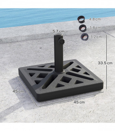 Outsunny Parasol Base 15kg Garden Umbrella Stand with Cut-Out Design, Black