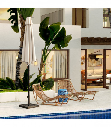 Outsunny Parasol Base 15kg Garden Umbrella Stand with Cut-Out Design, Black