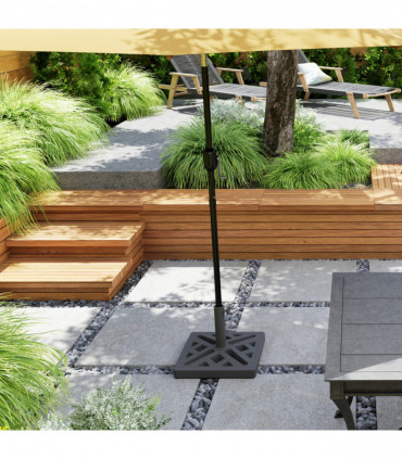 Outsunny Parasol Base 15kg Garden Umbrella Stand with Cut-Out Design, Black