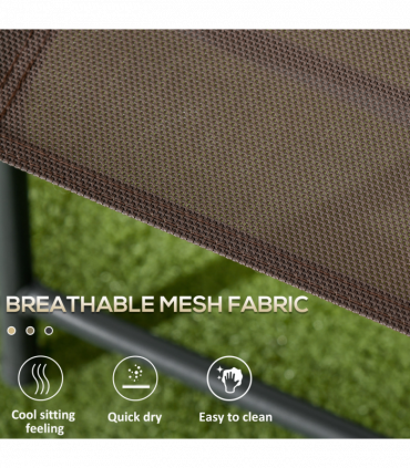 Outsunny Patio Bistro Set Folding Chairs & Coffee Table for Balcony, Brown