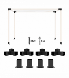 Outsunny Pergola Kit with 3-Way Corner Brackets & Post Base for 92mm Lumber
