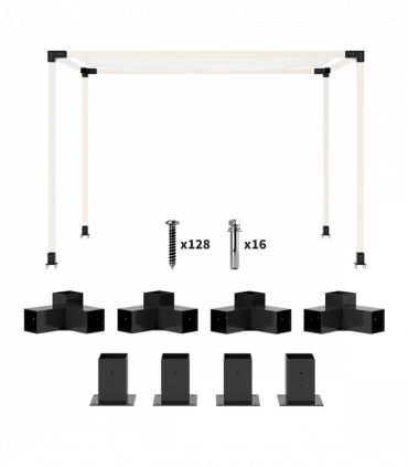 Outsunny Pergola Kit with 3-Way Corner Brackets & Post Base for 92mm Lumber