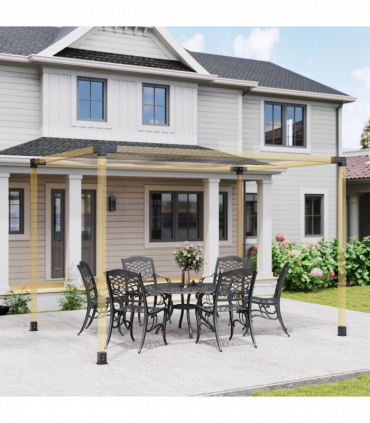 Outsunny Pergola Kit with 3-Way Corner Brackets & Post Base for 92mm Lumber