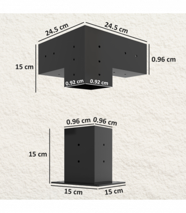 Outsunny Pergola Kit with 3-Way Corner Brackets & Post Base for 92mm Lumber