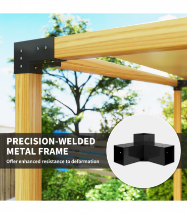 Outsunny Pergola Kit with 3-Way Corner Brackets & Post Base for 92mm Lumber