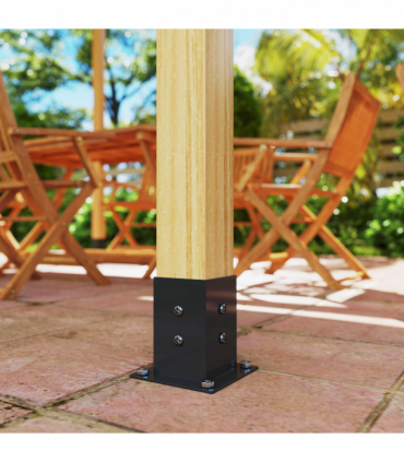 Outsunny Pergola Kit with 3-Way Corner Brackets & Post Base for 92mm Lumber