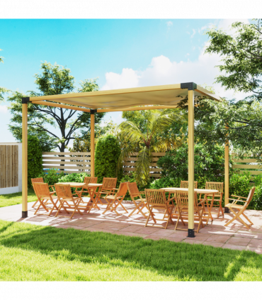 Outsunny Pergola Kit with 3-Way Corner Brackets & Post Base for 92mm Lumber