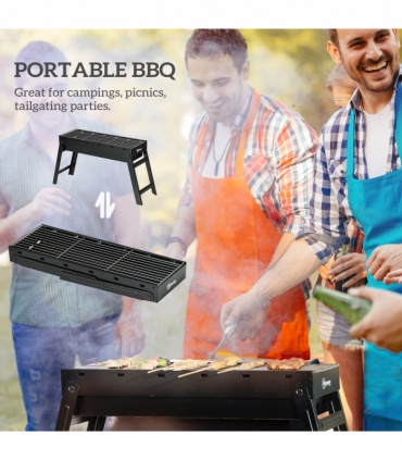 Outsunny Portable Charcoal Grill with Pull-Out Charcoal Basin