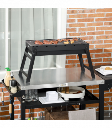 Outsunny Portable Charcoal Grill with Pull-Out Charcoal Basin