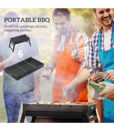 Outsunny Portable Charcoal Grill with Pull-Out Charcoal Basin