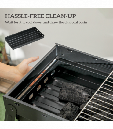 Outsunny Portable Charcoal Grill with Pull-Out Charcoal Basin
