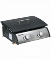 Outsunny Portable Gas Plancha BBQ Grill with 2 Stainless Steel Burner, 10kW
