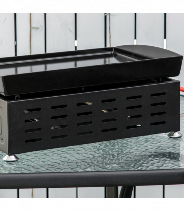 Outsunny Portable Gas Plancha BBQ Grill with 2 Stainless Steel Burner, 10kW