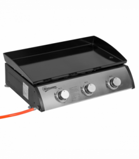Outsunny Portable Gas Plancha BBQ Grill with 3 Stainless Steel Burner, 9kW